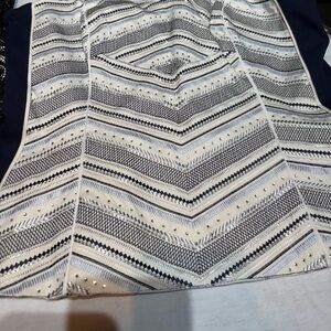 White House Black Market Navy and White Patterned Top